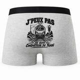 Boxer Homme J’peux pas je suis Conducteur de train – Impression au dos