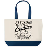 Grand Sac Cabas Fond Bleu J’peux pas j’ai couture J'peux pas minimaliste