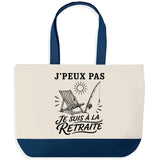 Grand Sac Cabas Fond Bleu J’peux pas je suis à la Retraite