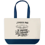 Grand Sac Cabas Fond Bleu J’peux pas je préfère les Couchers de soleil