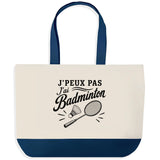 Grand Sac Cabas Fond Bleu J’peux pas j’ai Badminton