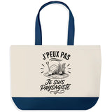 Grand Sac Cabas Fond Bleu J’peux pas je suis Paysagiste