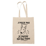 Tote Bag Beige J’peux pas je préfère mon Bull Terrier