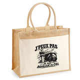 Sac Cabas Jute avec Poche J’peux pas je suis Aiguilleur du ciel