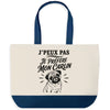 Grand Sac Cabas Fond Bleu J’peux pas je préfère mon Carlin