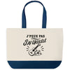 Grand Sac Cabas Fond Bleu J’peux pas j’ai Ukulélé