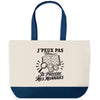 Grand Sac Cabas Fond Bleu J’peux pas je préfère mes Monnaies