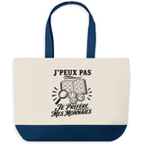 Grand Sac Cabas Fond Bleu J’peux pas je préfère mes Monnaies