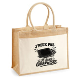 Sac Cabas Jute avec Poche J’peux pas je suis Graphiste