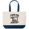 Grand Sac Cabas Fond Bleu J’peux pas je suis Grutier