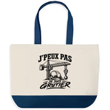 Grand Sac Cabas Fond Bleu J’peux pas je suis Grutier