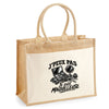 Sac Cabas Jute avec Poche J’peux pas je suis Maquilleuse