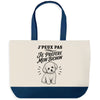 Grand Sac Cabas Fond Bleu J’peux pas je préfère mon Bichon