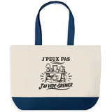 Grand Sac Cabas Fond Bleu J’peux pas j’ai Vide-grenier