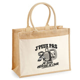 Sac Cabas Jute avec Poche J’peux pas je suis Hôtesse de l’air