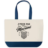 Grand Sac Cabas Fond Bleu J’peux pas j’ai Macramé