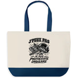 Grand Sac Cabas Fond Bleu J’peux pas je suis Prothésiste ongulaire