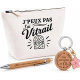 Coffret Cadeau J’peux pas j’ai Vitrail – Trousse, stylo bambou et porte-clés