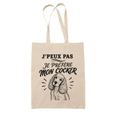 Tote Bag Beige J’peux pas je préfère mon Cocker