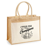 Sac Cabas Jute avec Poche J’peux pas j’ai Champignons