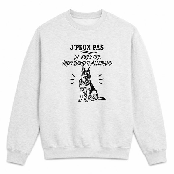 Sweat Gris Chiné J’peux pas je préfère mon Berger Allemand