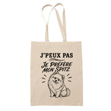 Tote Bag Beige J’peux pas je préfère mon Spitz