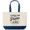 Grand Sac Cabas Fond Bleu J’peux pas j’ai Piano