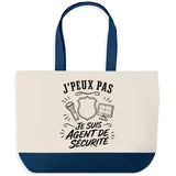 Grand Sac Cabas Fond Bleu J’peux pas je suis Agent de sécurité