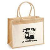 Sac Cabas Jute avec Poche J’peux pas je suis prof de Yoga
