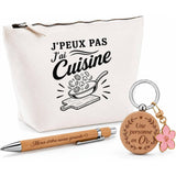 Coffret Cadeau J’peux pas j’ai Cuisine – Trousse, stylo bambou et porte-clés