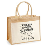 Sac Cabas Jute avec Poche J’peux pas je préfère les Phoques