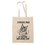Tote Bag Beige J’peux pas je préfère mon Maine Coon