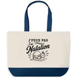Grand Sac Cabas Fond Bleu J’peux pas j’ai Natation