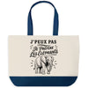 Grand Sac Cabas Fond Bleu J’peux pas je préfère les Éléphants