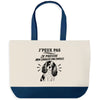 Grand Sac Cabas Fond Bleu J’peux pas je préfère mon Cavalier King Charles
