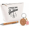 Coffret Cadeau J’peux pas j’ai Guitare – guitare électrique – Trousse, stylo bambou et porte-clés