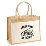 Sac Cabas Jute avec Poche J’peux pas je suis Papi