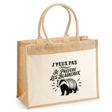 Sac Cabas Jute avec Poche J’peux pas je préfère les Blaireaux