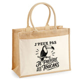Sac Cabas Jute avec Poche J’peux pas je préfère les Toucans