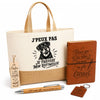 Coffret Cadeau J’peux pas je préfère mon Rottweiler – Sac jute, carnet, stylo, porte-clés et marque-page