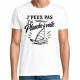T-shirt Homme Blanc J’peux pas j’ai planche à voile J'peux pas minimaliste