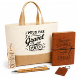 Coffret Cadeau J’peux pas j’ai Gravel – Sac jute, carnet, stylo, porte-clés et marque-page