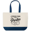 Grand Sac Cabas Fond Bleu J’peux pas j’ai Perles