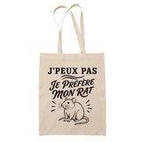 Tote Bag Beige J’peux pas je préfère mon Rat