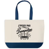 Grand Sac Cabas Fond Bleu J’peux pas j’ai Trampoline