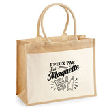 Sac Cabas Jute avec Poche J’peux pas j’ai Maquette
