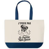 Grand Sac Cabas Fond Bleu J’peux pas je préfère mon Boxer