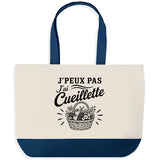Grand Sac Cabas Fond Bleu J’peux pas j’ai Cueillette