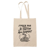 Tote Bag Beige J’peux pas je préfère mon Serpent