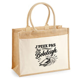 Sac Cabas Jute avec Poche J’peux pas j’ai Bobsleigh